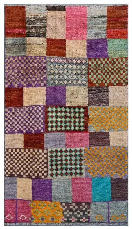 Taimany - Tappeto Tribale in Lana Multicolore - Fatto a Mano 150x80cm