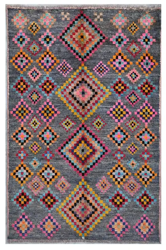 Taimany - Tappeto Tribale in Lana Multicolore - Fatto a Mano 150x94cm