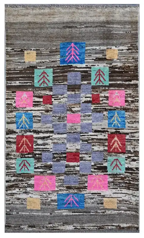Taimany - Tappeto Tribale in Lana Multicolore - Fatto a Mano 151x88cm