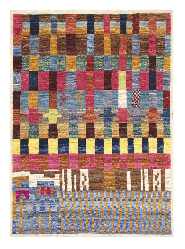 Taimany - Tappeto Tribale in Lana Multicolore - Fatto a Mano 170x128cm