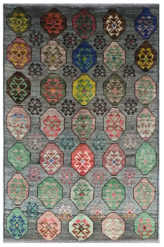 Taimany - Tappeto Tribale in Lana Multicolore - Fatto a Mano 172x111cm