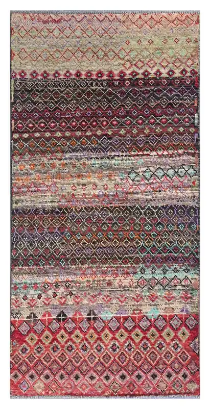 Taimany - Tappeto Tribale in Lana Multicolore - Fatto a Mano 178x84cm