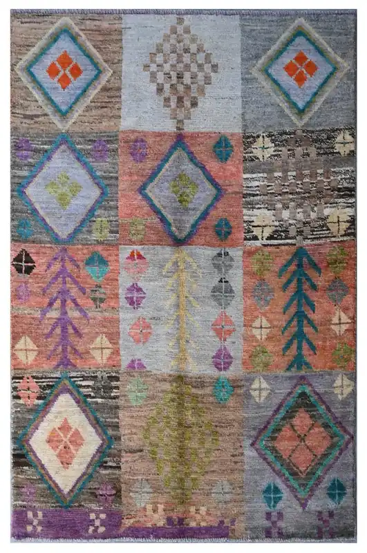Taimany - Tappeto Tribale in Lana Multicolore - Fatto a Mano 178x115cm