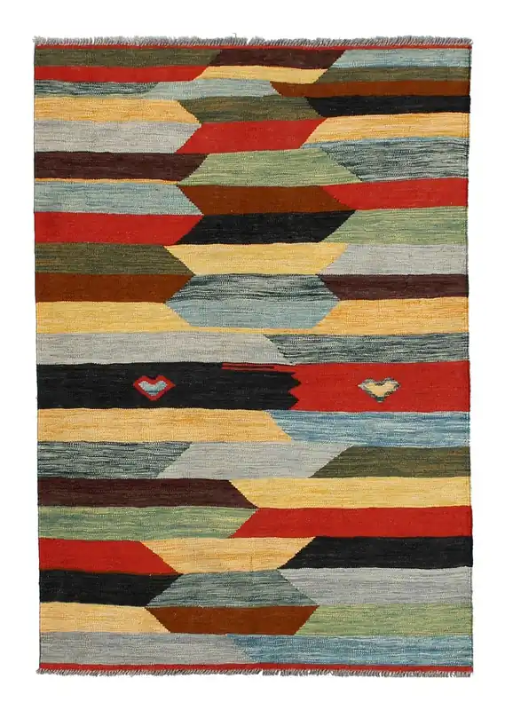 Taimany - Kilim Tribale in Lana Multicolore - Tappeto Fatto a Mano 174x120cm