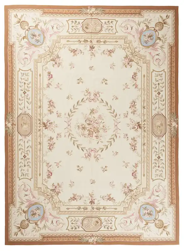 Hand-Woven Aubusson Tapestry Rug - Textile Art - 245x164cm