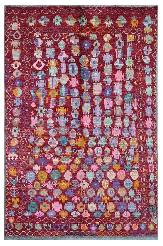 Taimany - Multicolor Tribal Wool Rug - Hand-Knotted 183x118cm