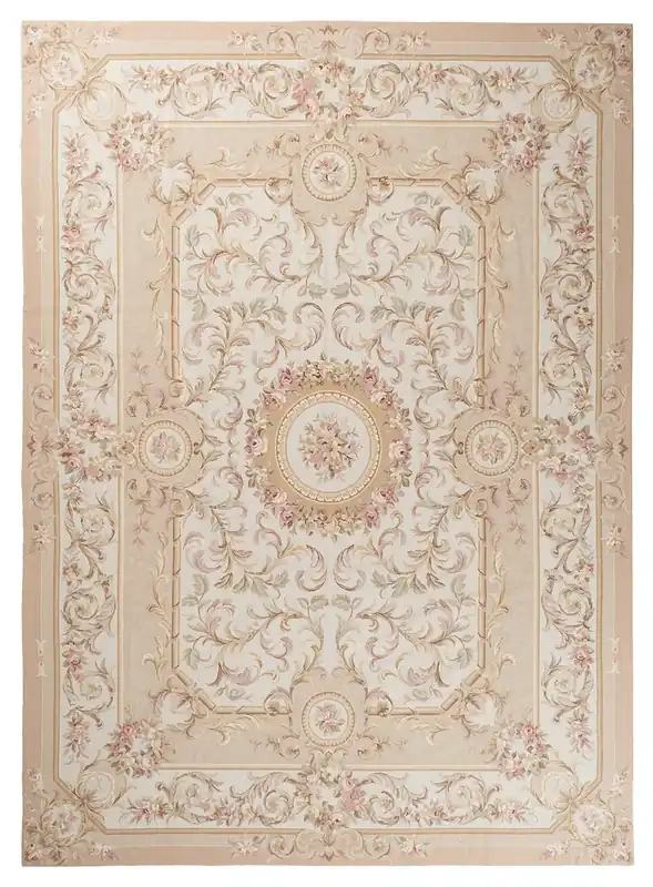 Hand-Woven Aubusson Tapestry Rug - Textile Art - 366x265cm