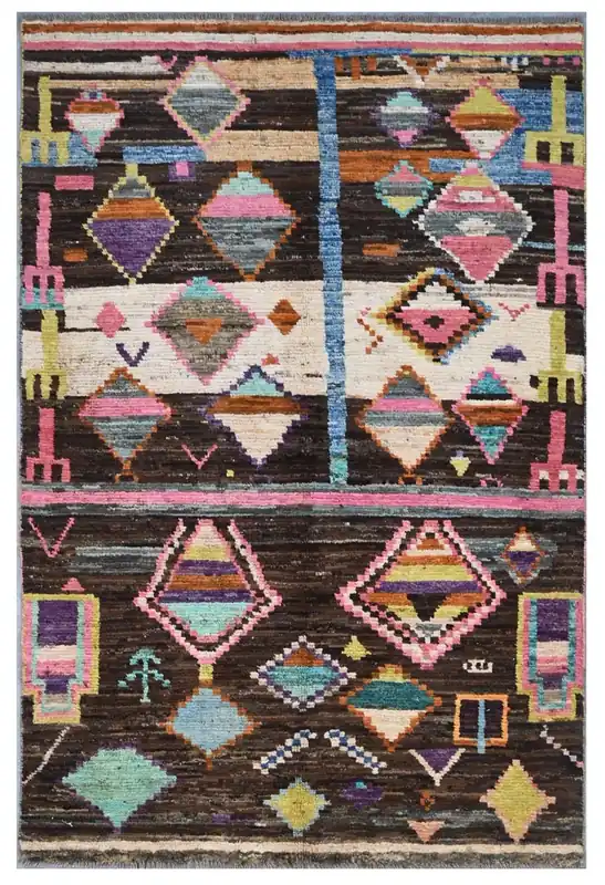 Taimany - Multicolor Tribal Wool Rug - Hand-Knotted 182x119cm