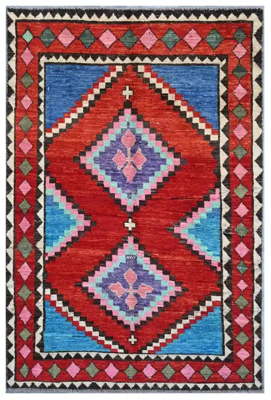 Taimany - Tappeto Tribale in Lana Multicolore - Fatto a Mano 181x120cm