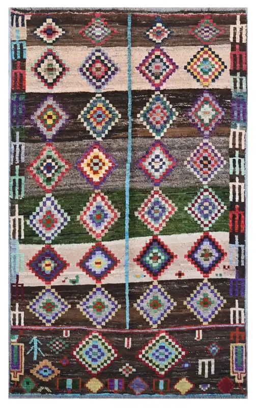 Taimany - Tappeto Tribale in Lana Multicolore - Fatto a Mano 184x110cm