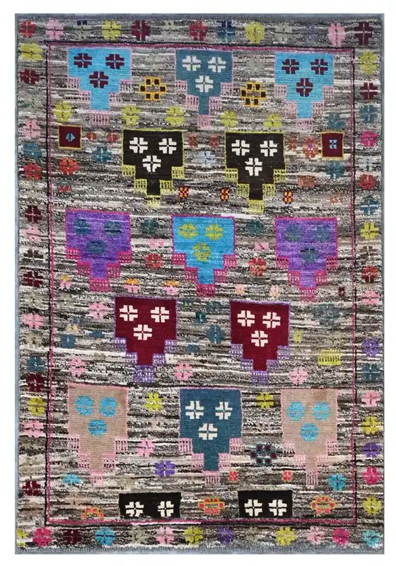 Taimany - Tappeto Tribale in Lana Multicolore - Fatto a Mano 186x122cm