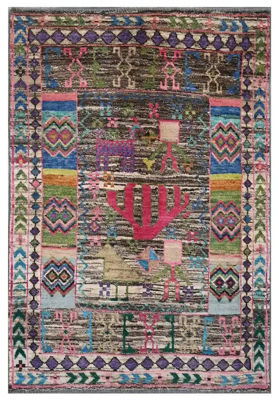 Taimany - Tappeto Tribale in Lana Multicolore - Fatto a Mano 184x125cm