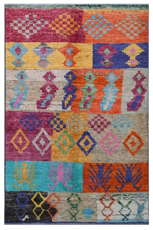 Taimany - Tappeto Tribale in Lana Multicolore - Fatto a Mano 184x115cm
