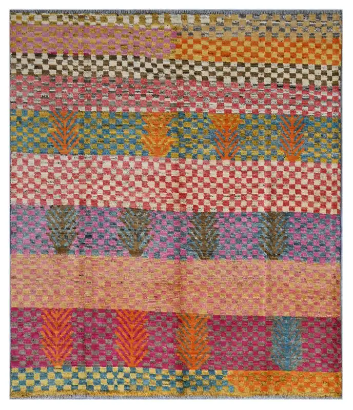 Taimany - Tappeto Tribale in Lana Multicolore - Fatto a Mano 184x156cm