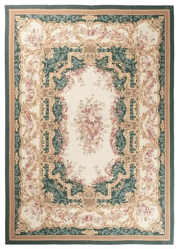 Hand-Woven Aubusson Tapestry Rug - Textile Art - 365x269cm