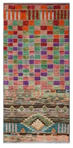 Taimany - Multicolor Tribal Wool Rug - Hand-Knotted 185x85cm