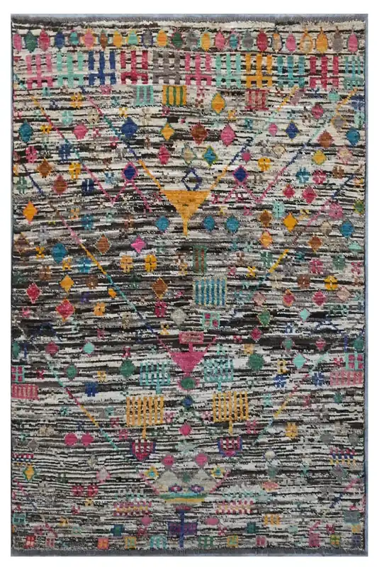 Taimany - Tappeto Tribale in Lana Multicolore - Fatto a Mano 189x122cm