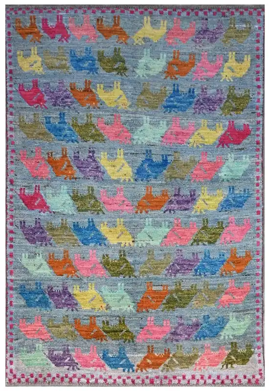 Taimany - Tappeto Tribale in Lana Multicolore - Fatto a Mano 189x121cm