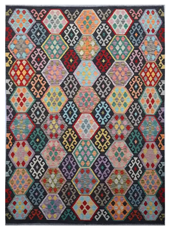 Taimany - Multicolor Tribal Wool Rug - Hand-Knotted 190x83cm