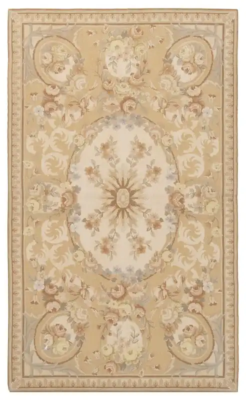 Hand-Woven Aubusson Tapestry Rug - Textile Art - 155x93cm