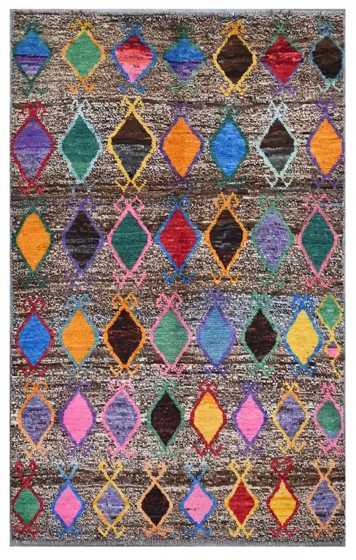 Taimany - Multicolor Tribal Wool Rug - Hand-Knotted 190x115cm