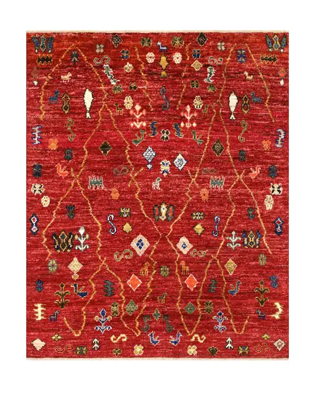 Taimany - Tappeto Tribale in Lana Multicolore - Fatto a Mano 191x154cm