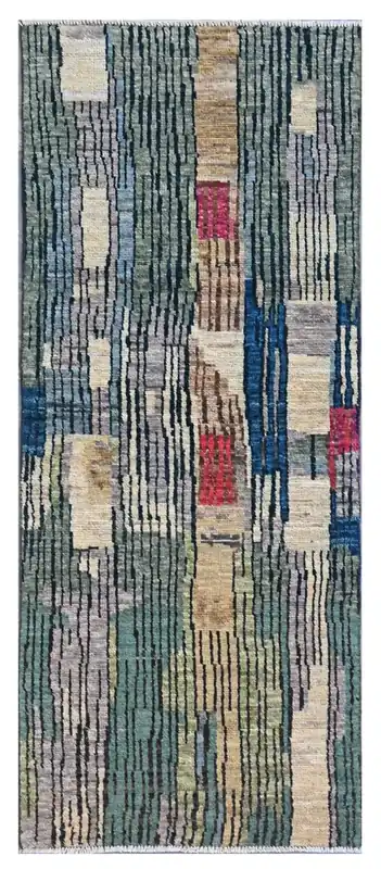 Taimany - Multicolor Tribal Wool Rug - Hand-Knotted 195x74cm