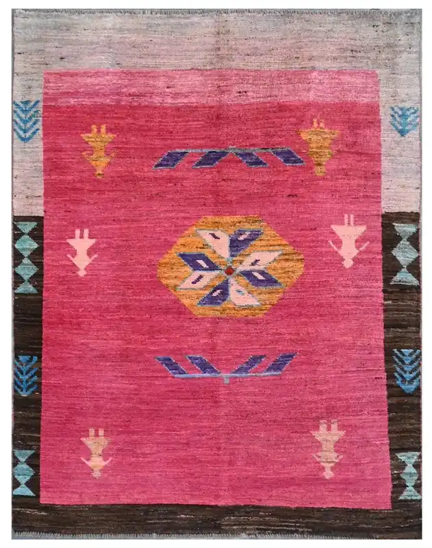 Taimany - Tappeto Tribale in Lana Multicolore - Fatto a Mano 195x146cm