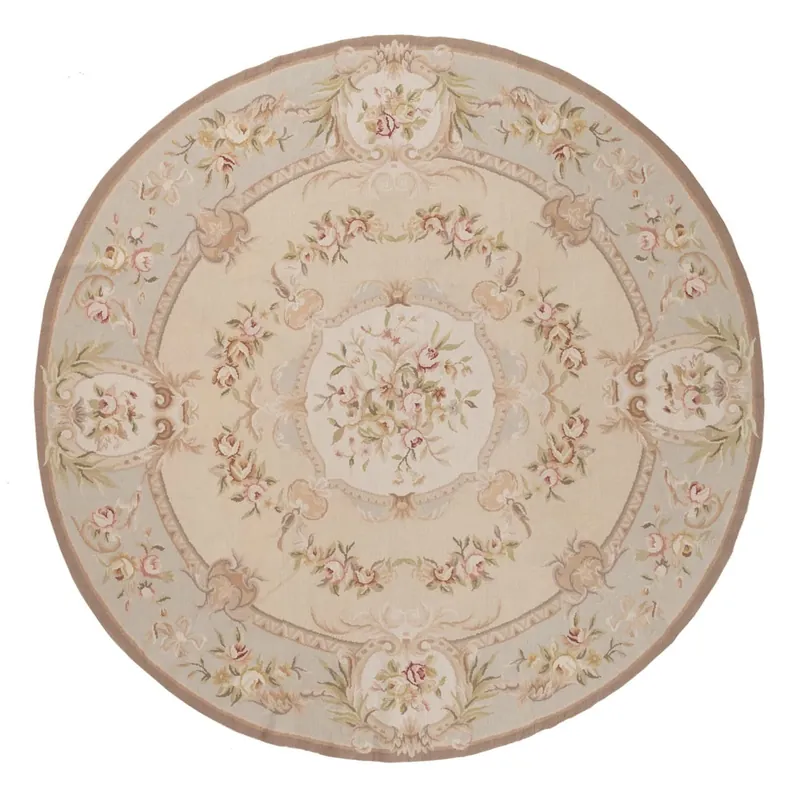 Hand-Woven Aubusson Tapestry Rug - Textile Art - 214x212cm