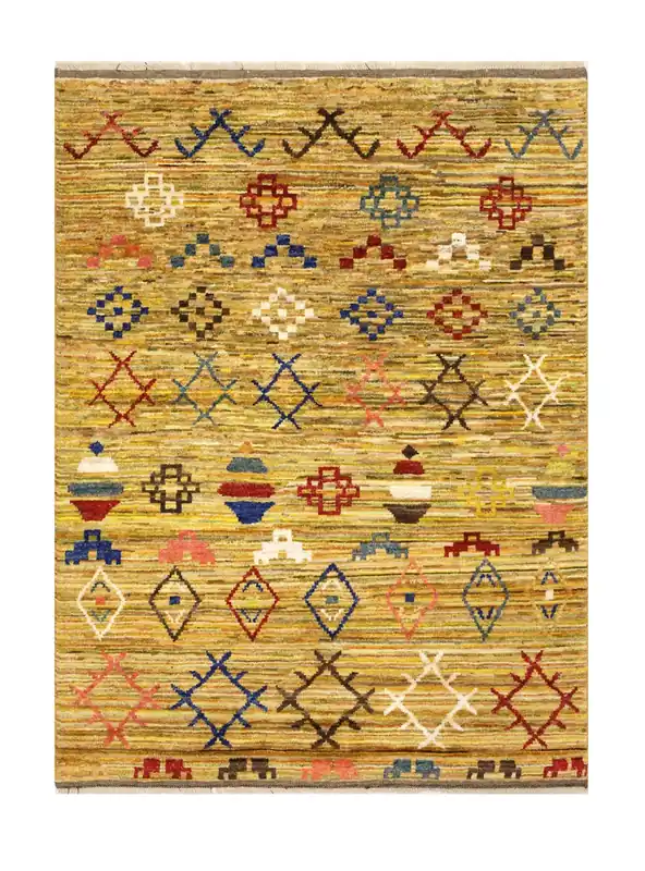 Taimany - Multicolor Tribal Wool Rug - Hand-Knotted 199x150cm