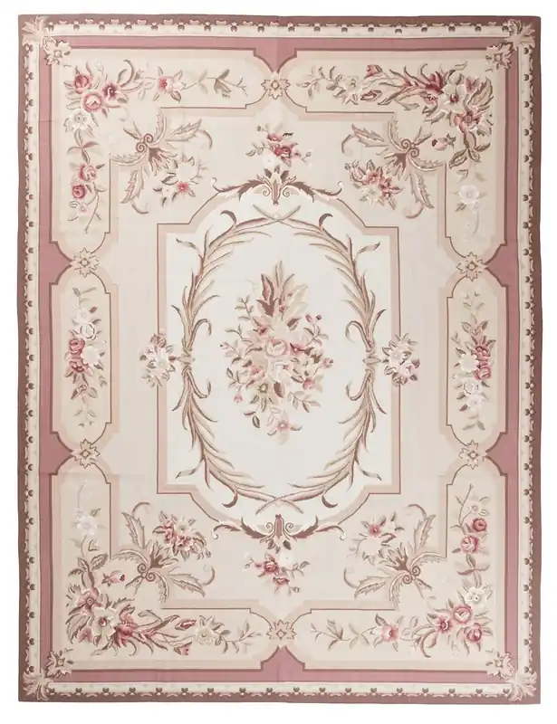 Hand-Woven Aubusson Tapestry Rug - Textile Art - 366x275cm