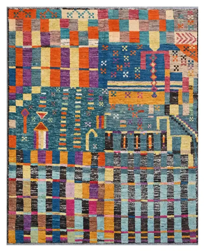 Taimany - Tappeto Tribale in Lana Multicolore - Fatto a Mano 196x156cm
