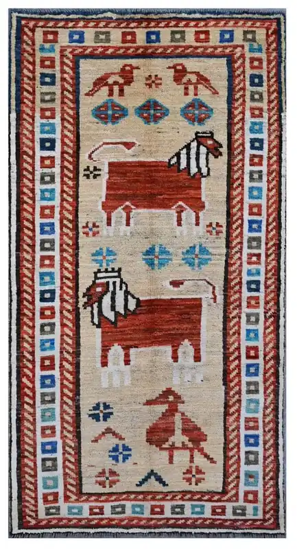 Taimany - Tappeto Tribale in Lana Multicolore - Fatto a Mano 198x101cm