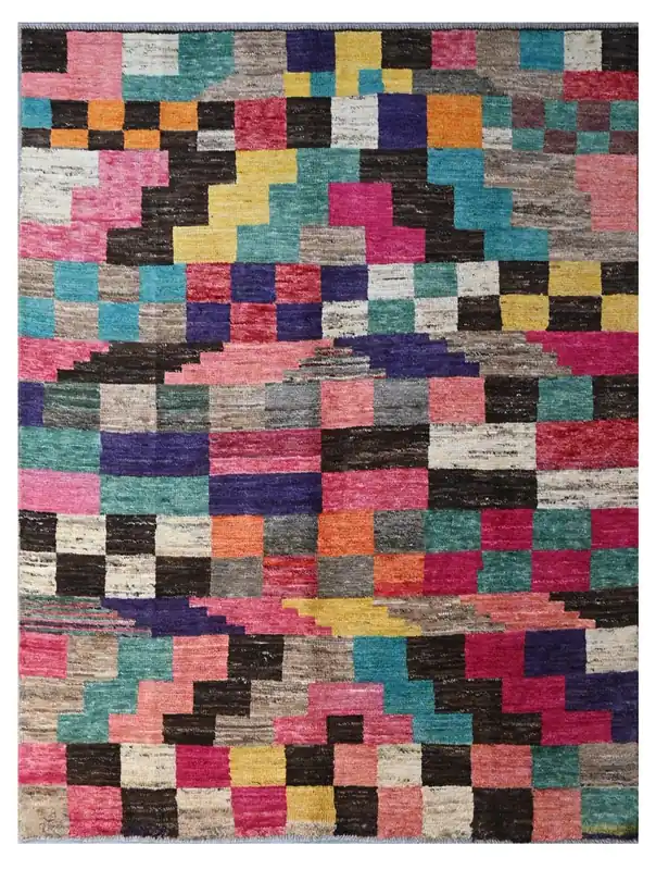 Taimany - Tappeto Tribale in Lana Multicolore - Fatto a Mano 198x150cm