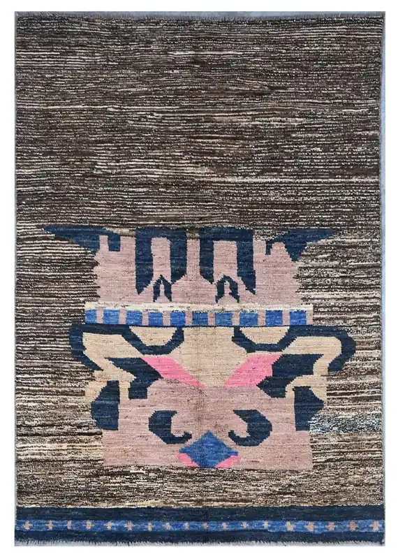 Taimany - Tappeto Tribale in Lana Multicolore - Fatto a Mano 201x139cm