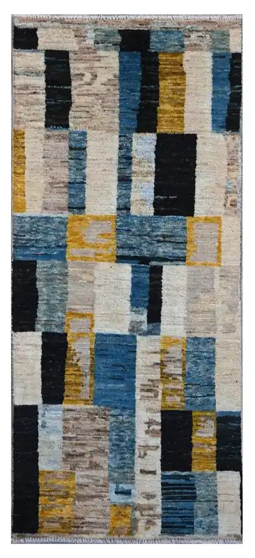 Taimany - Tappeto Tribale in Lana Multicolore - Fatto a Mano 200x80cm