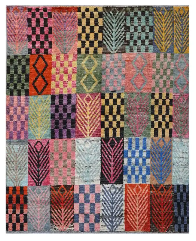 Taimany - Tappeto Tribale in Lana Multicolore - Fatto a Mano 204x155cm