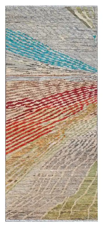Taimany - Tappeto Tribale in Lana Multicolore - Fatto a Mano 203x83cm