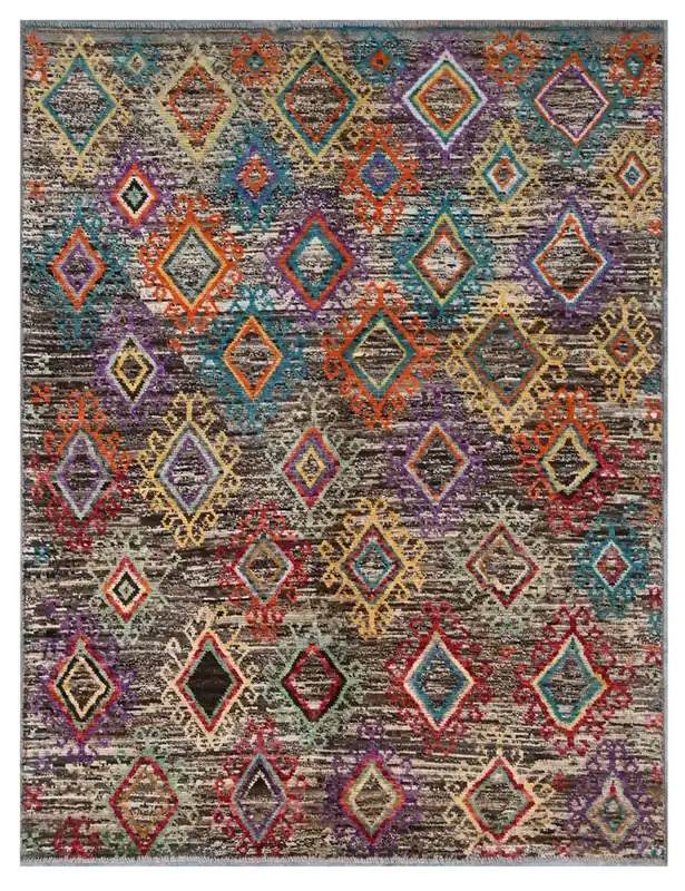 Taimany - Tappeto Tribale in Lana Multicolore - Fatto a Mano 203x155cm
