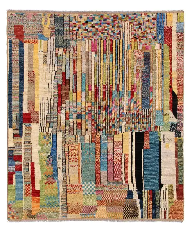 Taimany - Tappeto Tribale in Lana Multicolore - Fatto a Mano 236x182cm