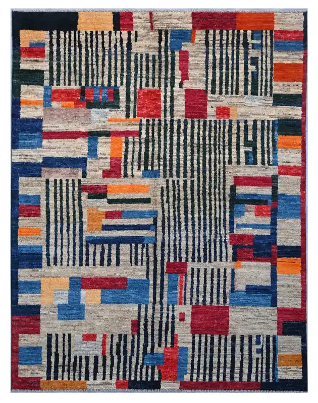 Taimany - Tappeto Tribale in Lana Multicolore - Fatto a Mano 229x174cm