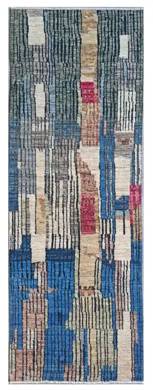 Taimany - Multicolor Tribal Wool Runner Rug - Hand-Knotted 247x80cm