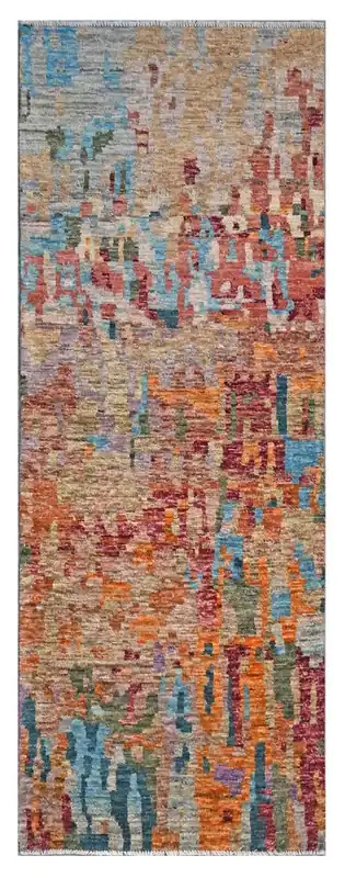 Taimany - Multicolor Tribal Wool Rug - Hand-Knotted 245x84cm