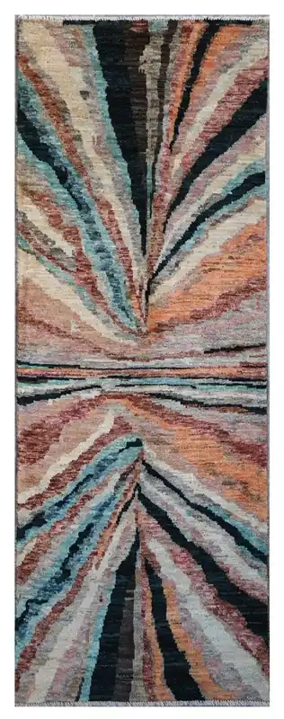 Taimany - Tappeto Tribale in Lana Multicolore - Fatto a Mano 249x85cm