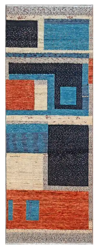 Taimany - Tappeto Passatoia Tribale in Lana Multicolore - Fatto a Mano 247x82cm