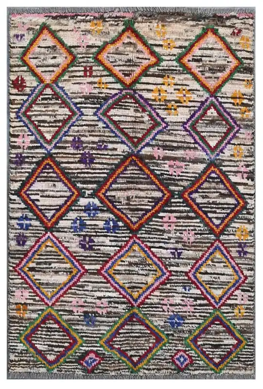Taimany - Multicolor Tribal Wool Rug - Hand-Knotted 114x74cm