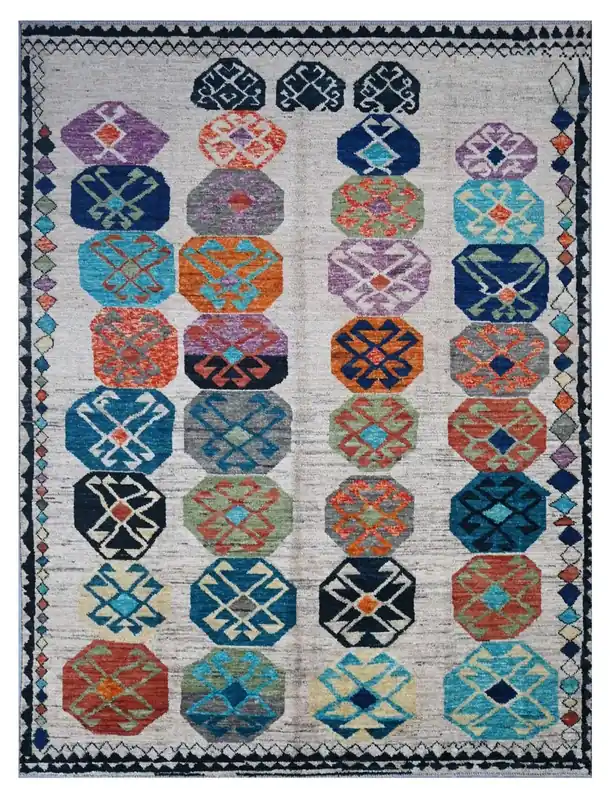Taimany - Multicolor Tribal Wool Rug - Hand-Knotted 289x219cm