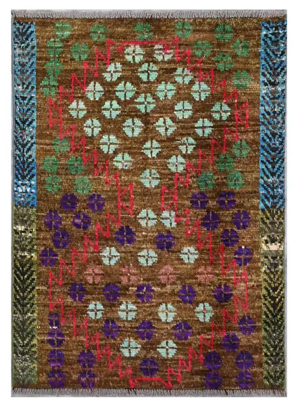 Taimany - Tappeto Tribale in Lana Multicolore - Fatto a Mano 110x79cm