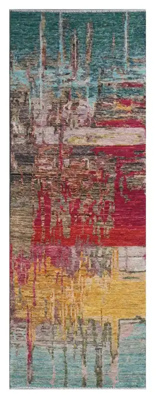 Taimany - Tappeto Passatoia Tribale in Lana Multicolore - Fatto a Mano 252x80cm