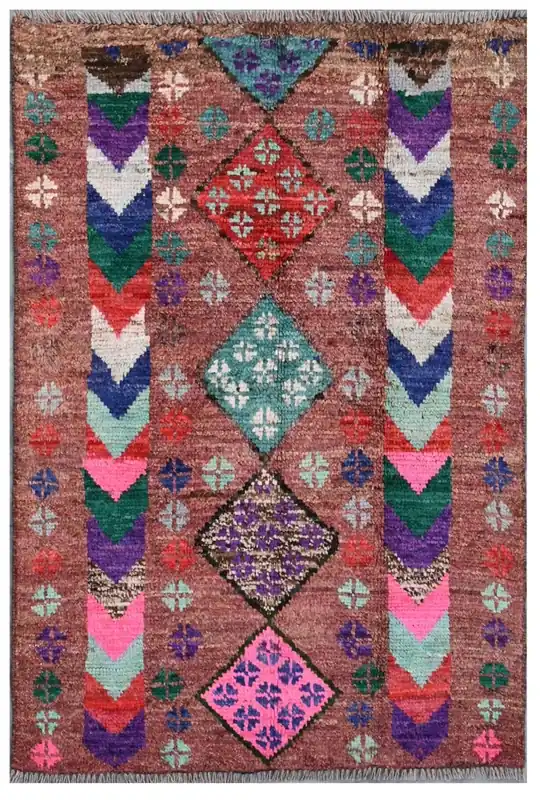 Taimany - Multicolor Tribal Wool Rug - Hand-Knotted 114x74cm